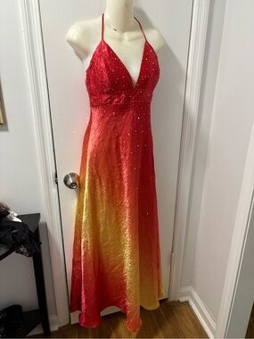 Final price* Y2K ombré prom dress red/gold
